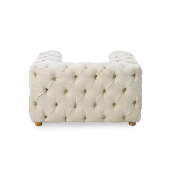 Tufted buttons upholstered wedding sofa chair for luxury event and party hire with good linen fabric