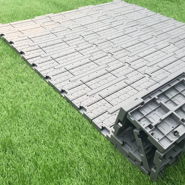 Interlocking turf protection mat in use