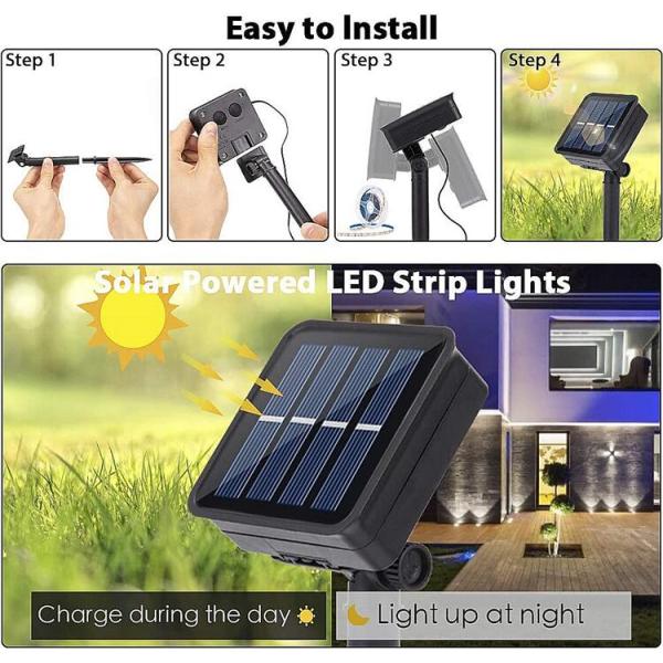 5m 10m LED Solar Strip Light Waterproof 2700K Flexible For Tree Wrapped Yard Decor