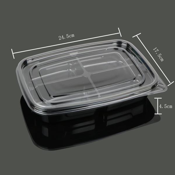 4 Compartment 24.5*17.5*4cm Black Disposable Food Containers