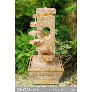 29 Inch Step Wood Rattan Effect Water Fountain