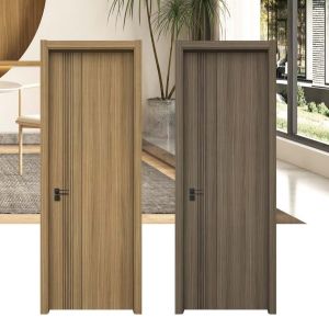 Quality MDF Beige Wooden Texture Melamine Interior Room Door for sale