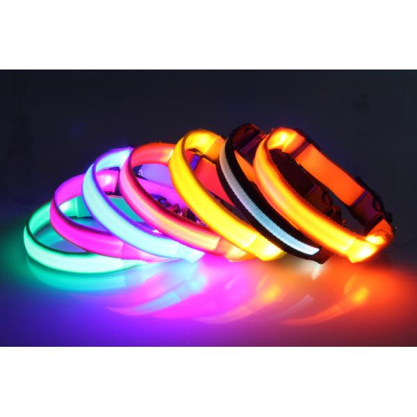 Adjustable Rechargeable Nylon Pets Safety Pet Dog Collar necklace with LED flashing light