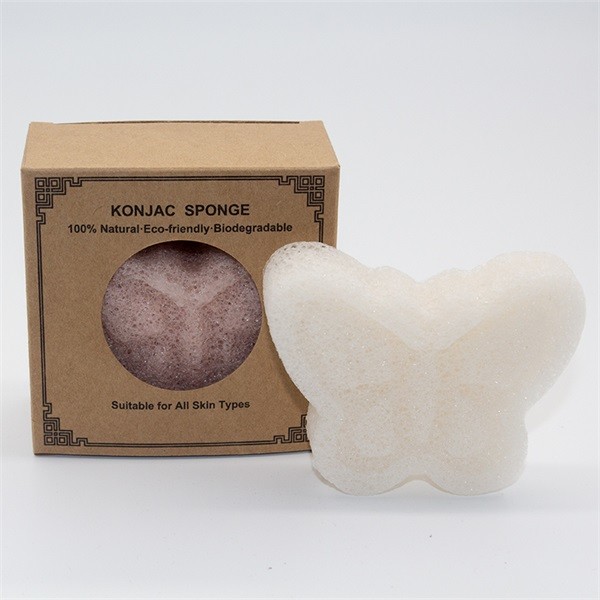 Black Yellow Butterfly Shape Konjac Cleaning Sponge No Preservatives