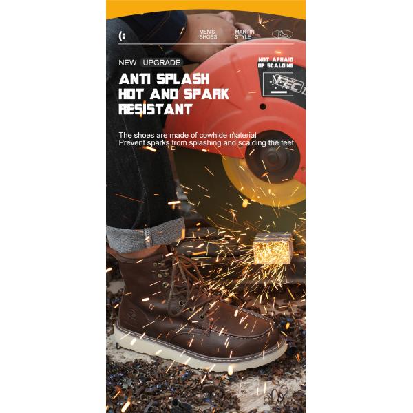 Kevlar Midsole Rubber Work Shoes In Brown Cowhide For Superior Safety Features