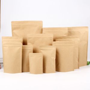 Quality BPA Free Standing Zipper Mylar Kraft Paper Pouches for sale