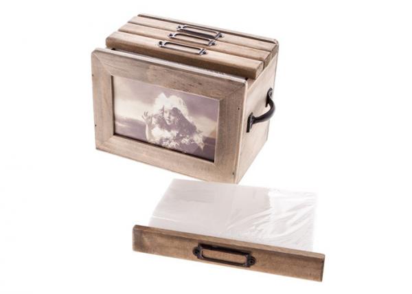Buy 1cm Thickness Wooden Photo Album Box , Draw Type Personalised Photo Storage Box at wholesale prices