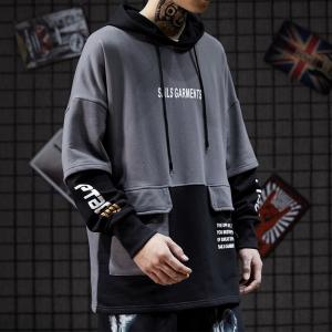 China ODM Fake Two Piece Punk Men Cool Hoodies Anti Pilling 80% Cotton 20% Polyester on sale