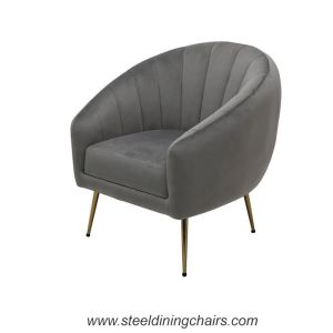 China Velvet Fabric Upholstered Tufted Metal Frame Armchair on sale