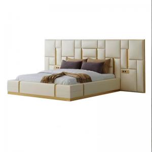 Quality Bentley Luxury Leather Cowhide King Size Bed Large Apartment Hotel Room for sale