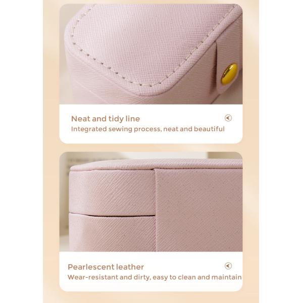 PU Leather Jewelry Storage Box Organizer For Rings Earrings And Lipstick In Place