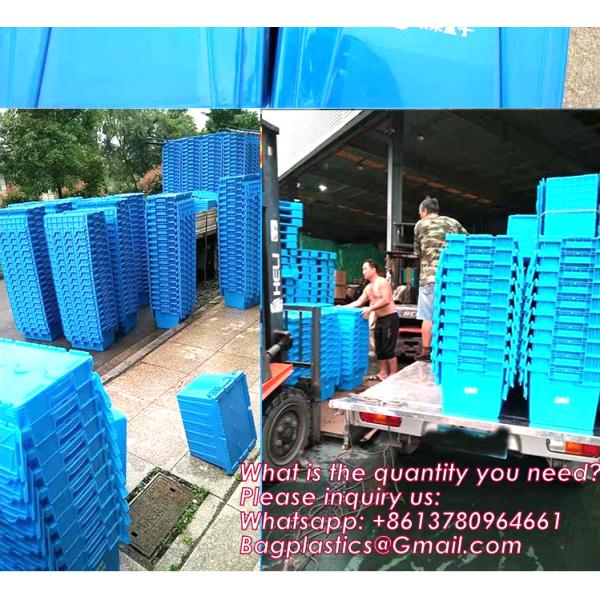 Folding Plastic Stackable Utility Crates 2-Pack, Collapsible Storage Bins With Lids Durable Containers For Home & Garage Organization