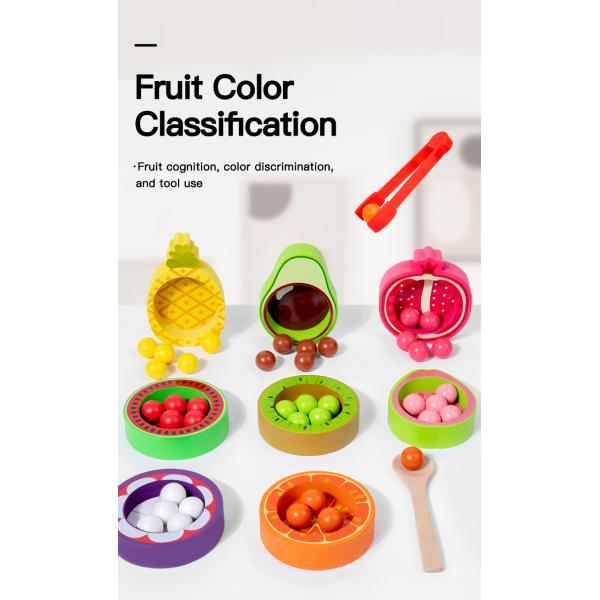 Wholesale Fruit Color Matching Bead Game Wooden Kitchen Toy Pretend Play Toy Early Educational Toys