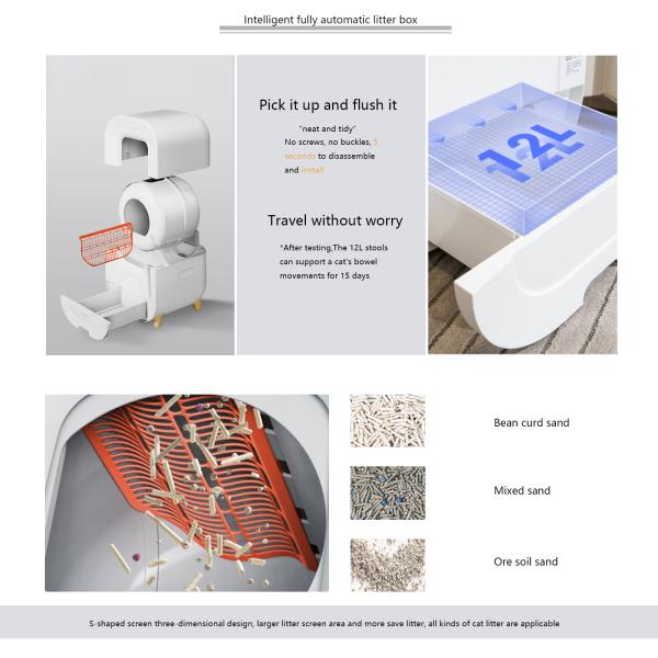 Self Cleaning Cat Litter Box With Hidden Drawer And Wifi Connectivity