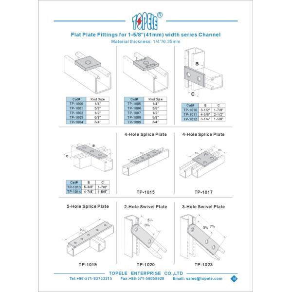 Stainless steel Flat Plate U Channnel Strut Fitting, Unistrut Channel with ISO Certificate/Stainless steel rod Hangers