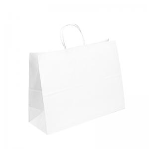 China Custom Printed Paper T Shirt Bags White Gift Craft Shopping Paper Bag With Handles on sale