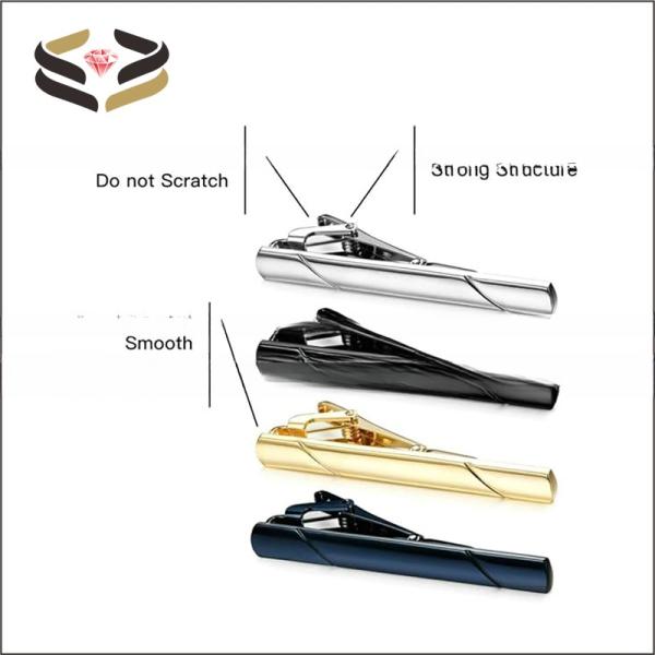 Invisible Setting Men'S Tie Bar Set Silver Black Blue Gold For Regular Ties
