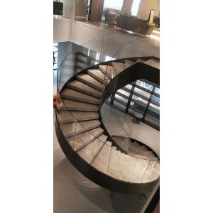 Stainless Steel Curved Tempered Glass Staircase Easy Assemble
