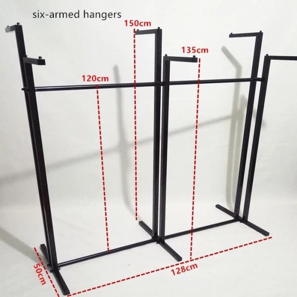 Steel Black Clothing Metal Display Racks And Stands With Two / Three / Four Arms Available