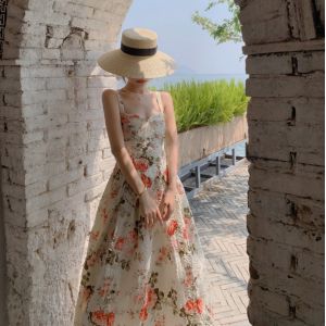 Quality Retro Backless Floral A Line Midi Dress for sale