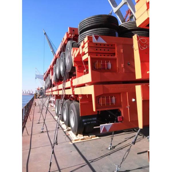 3 Axles 50 tons ABS Braking system extendable flatbed trailer for machine transport