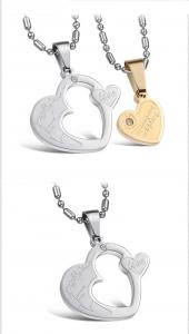 Quality Fashion couples jewelry stainless steel pendant couple necklace love heart necklaces for sale