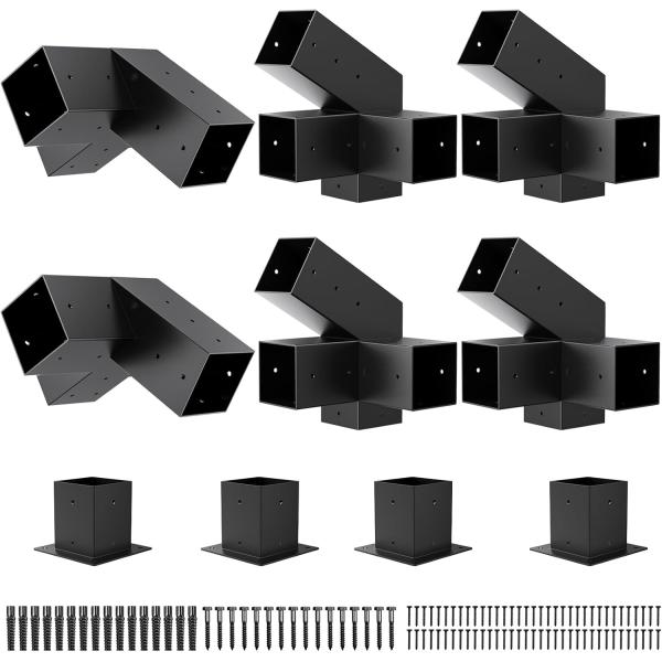 Heavy Duty 30° Slanted Roof Wall Mount 4x4 Pergola Bracket Kit Angled Construction Pergola Hardware for Outdoor Wood Gazebo Sheds