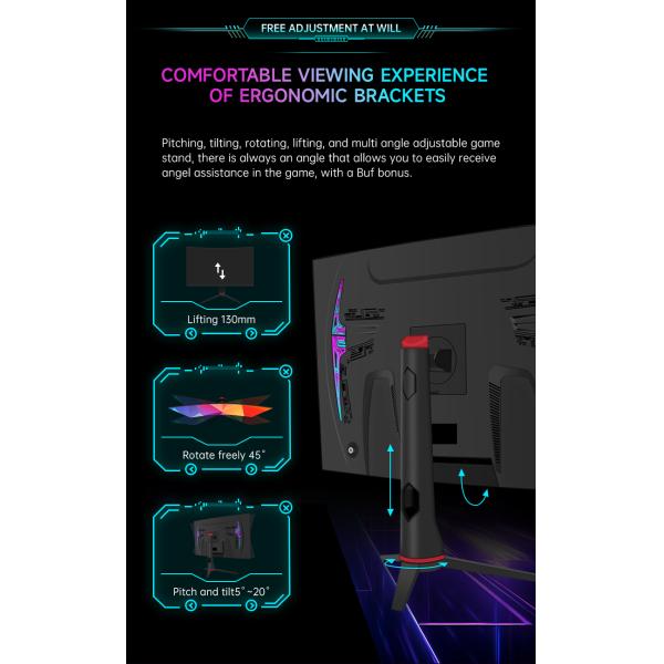 1500R Curve Rate 32 Inch Gaming Monitor 3440x1440 With RGB Lighting Height Adjustable