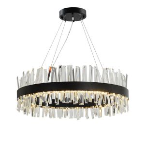 Black Gold Modern Pendant Light Round Crystal Pendant Light 50 / 60hz