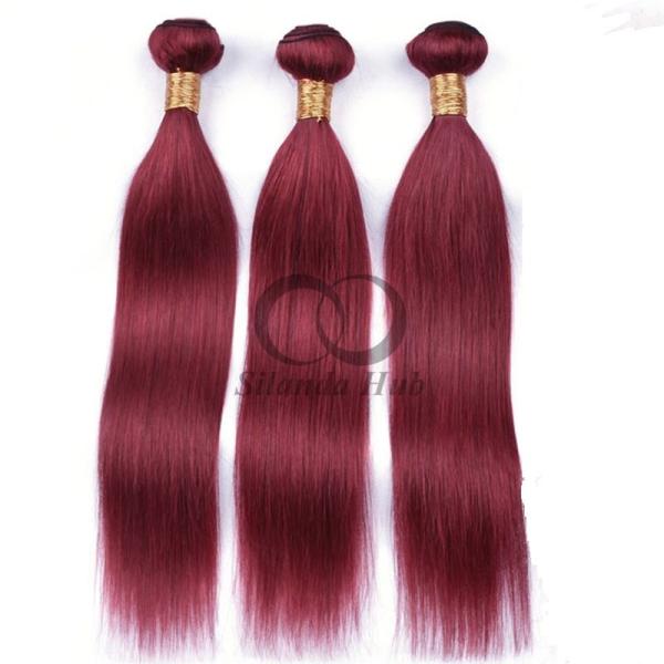 Burgundy Straight Remy Human Hair Bundles Sew In Weave Bundles Brazilian Bundle Deals