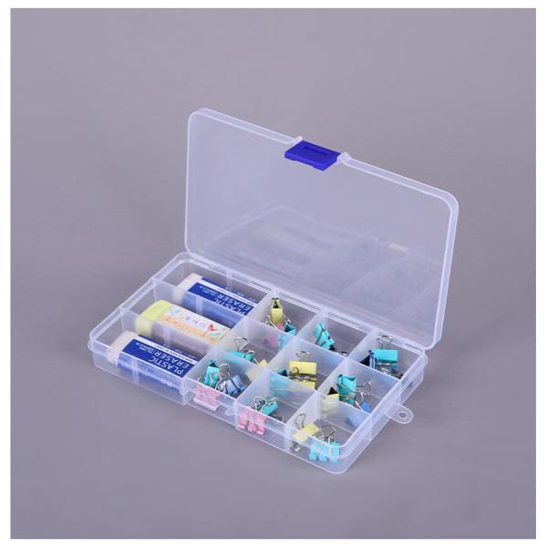Blue Lock 15 Grid Plastic Organizer Box , Removable Divider Craft Storage Box