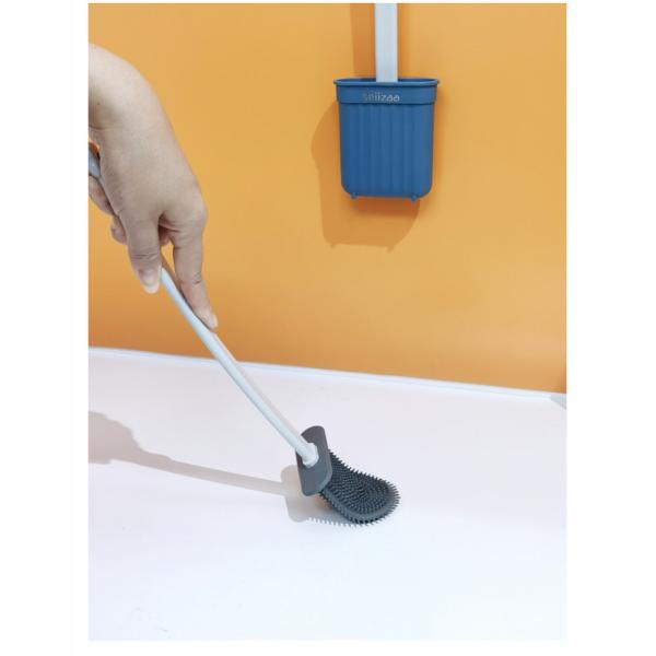 OEM ODM Silicone Bristle Toilet Brush And Holder Set Home Bathroom Accessories