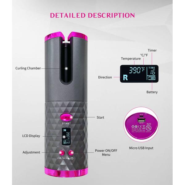 5000mAh Mini Cordless Hair Curling Roller With PTC Heating Hair Curling Tools