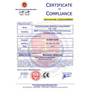 Shijiazhuang Minerals Equipment Co. Ltd Certifications