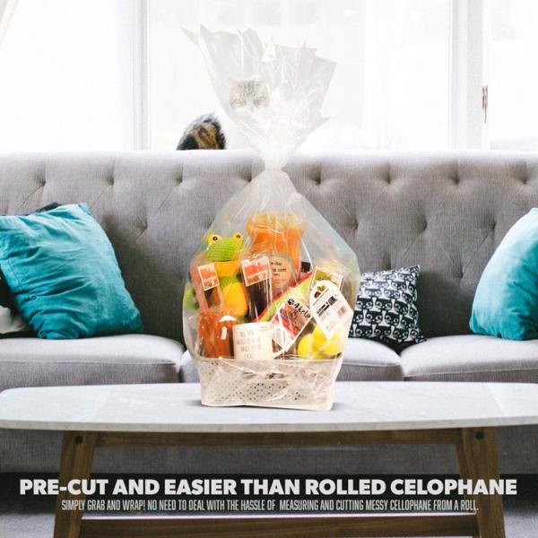 Recyclable Clear Cellophane Gift Basket Bags Moisture Proof For Fruit Shop