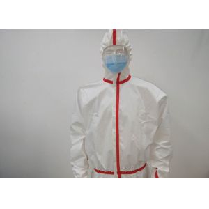 Quality Unisex Non Woven Surgical Gown / Hospital Isolation Gowns With Red Tape for sale