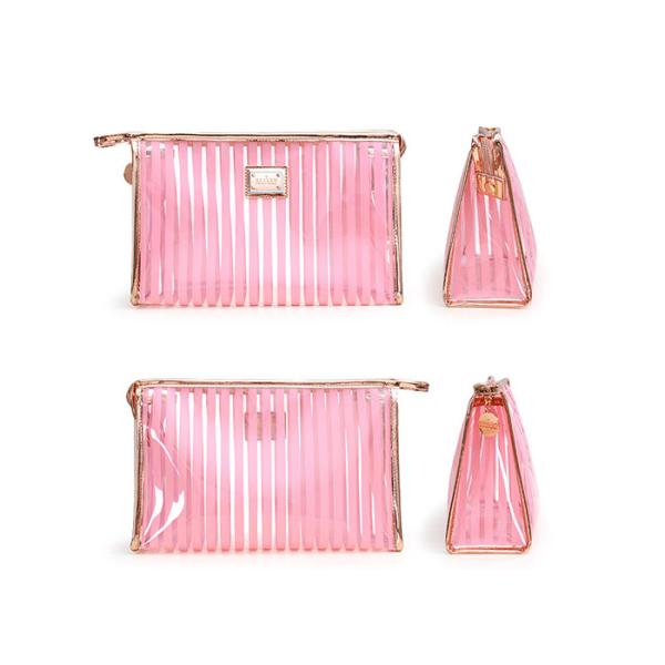 Black Stripes Portable Washing Bag , Waterproof Transparent Makeup Bag