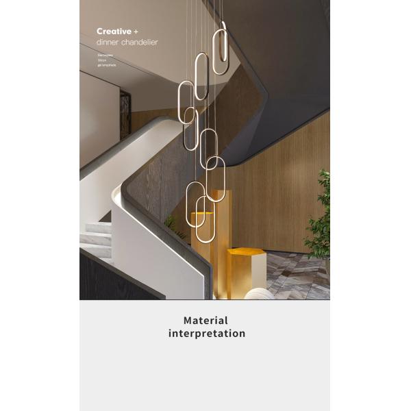 Oval Pendant Light Modern Minimalist Duplex Hall Nordic Living Room Lamp Villa Spiral Staircase Chandelier(WH-NC-75)