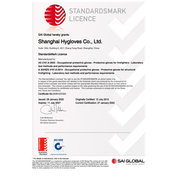 AS/NZS 2161.6 Cow Grain Firefighting Gloves Puncture Resistance Type 1