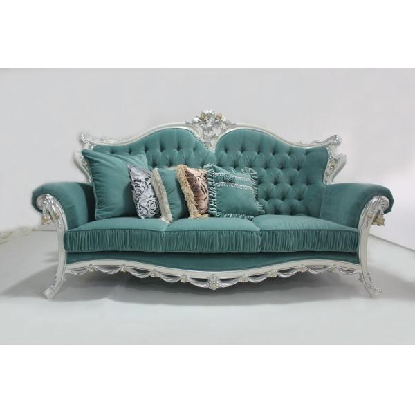 Cyan OEM Tufted Velvet Sectional Wooden Classic Sofa Set Living Room 2 Seat