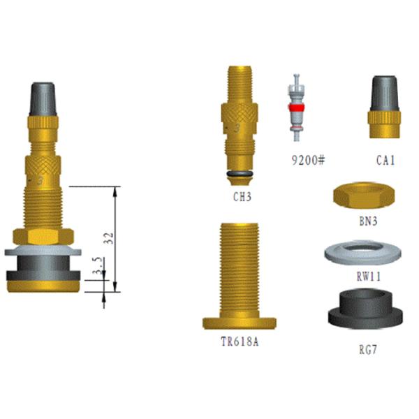 TR618A Tubeless Tire Valve Stem Air Liquid For Tractor And Road Grader