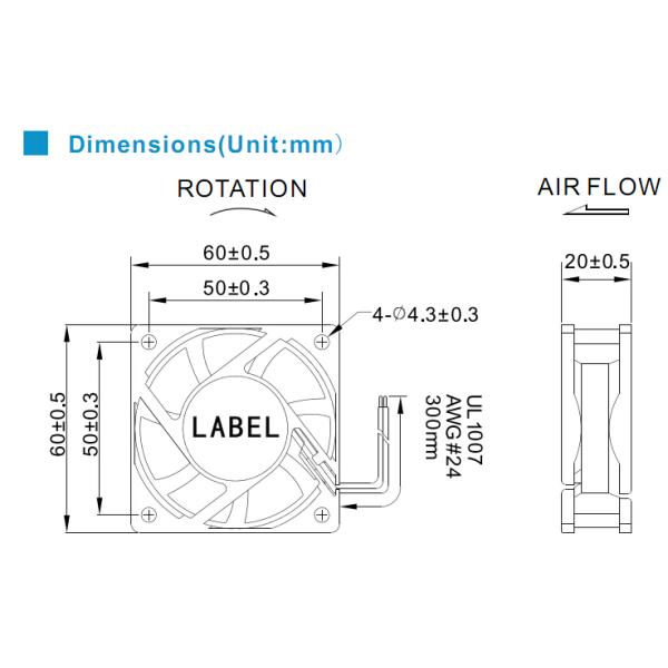 Square 60mm Computer Case Cooling Fans For LED Digital Signage And Industrial