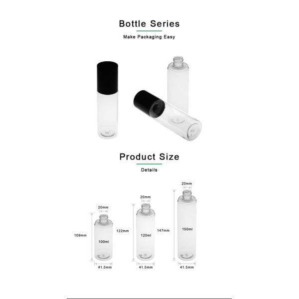 Clear 6oz PET Cosmetic Bottle Toner 120ml With Cover 28/410