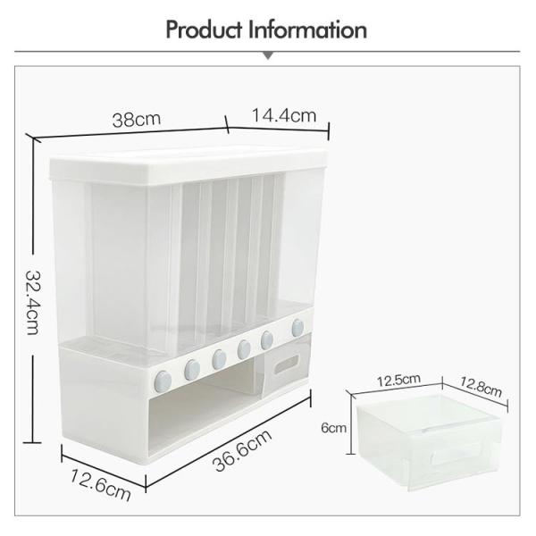 Kitchen Wall Mount 12L Dry Food Dispenser For Cereal Rice