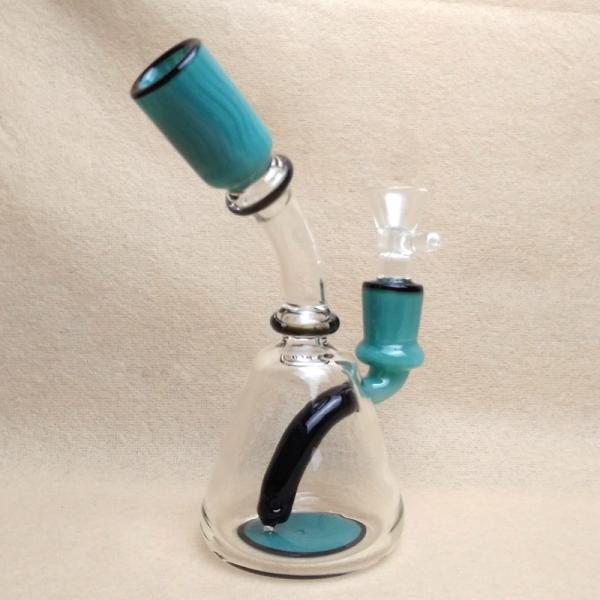 Clear And Green Glass Beaker Bongs Male Joint , Glass Bowl Pipe Oil Rigs