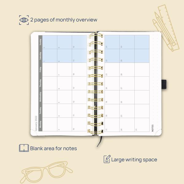 Poprun 80GSM Custom Academic Planner Wirebound 2 Colored Inner Page