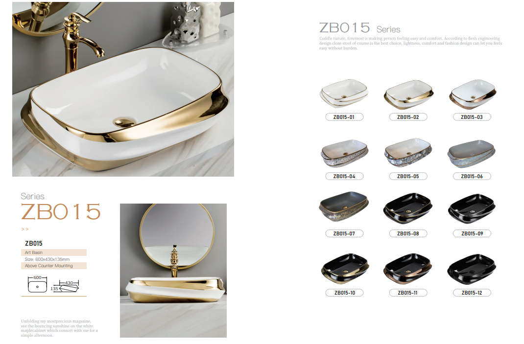 Electroplated Modern Ceramic Bathroom Sinks Gold Colored Wash Basin Bathroom Cabinet Sink