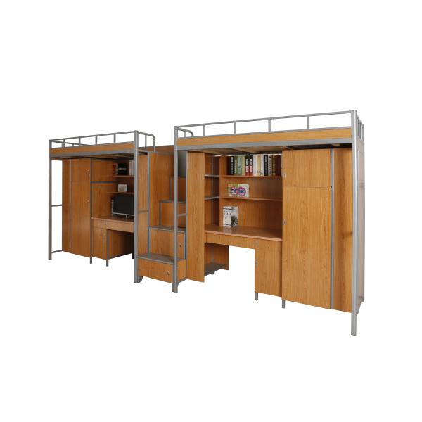 KD structure Double Layer Metal Bunk Bed Frame With Desk