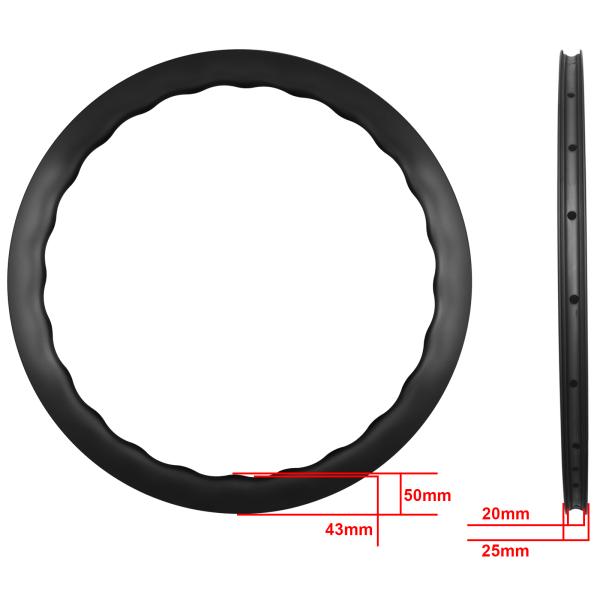 24 Holes Wheelset Rim 700C Carbon Mountain Bike Rims 5045mm Disc Brake