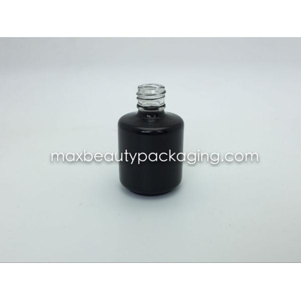 hot sale thick and strong powder coating gel bottle 15ml shiny black round shape gel polish bottle nail polish packaging